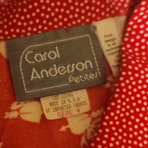 Carol Anderson Vintage Red Collard Dress w/Belt | Size 4 - Picture 6 of 9